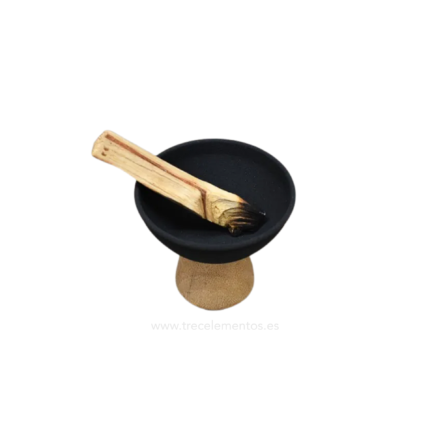 Sahumador de cerámica y madera para palo santo, resinas e inciensos rituales