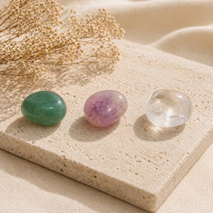 Kit de minerales Aventurina Verde Fluorita y Cuarzo Cristal