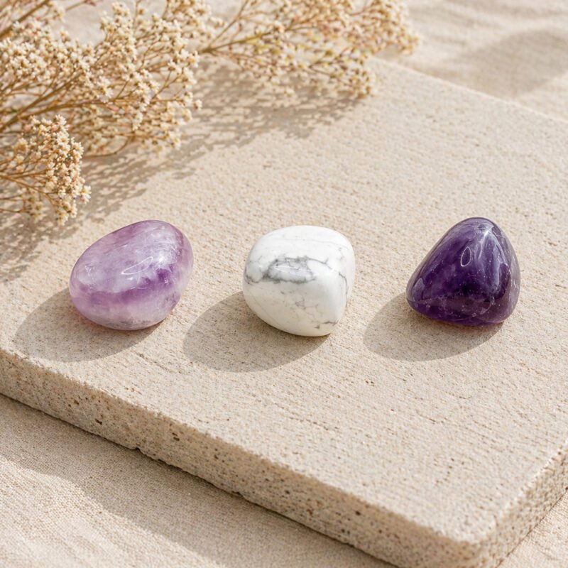 Kit de minerales Fluorita Howlita y Amatista
