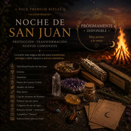 Pack premium ritual noche san juan con minerales y vela ritual