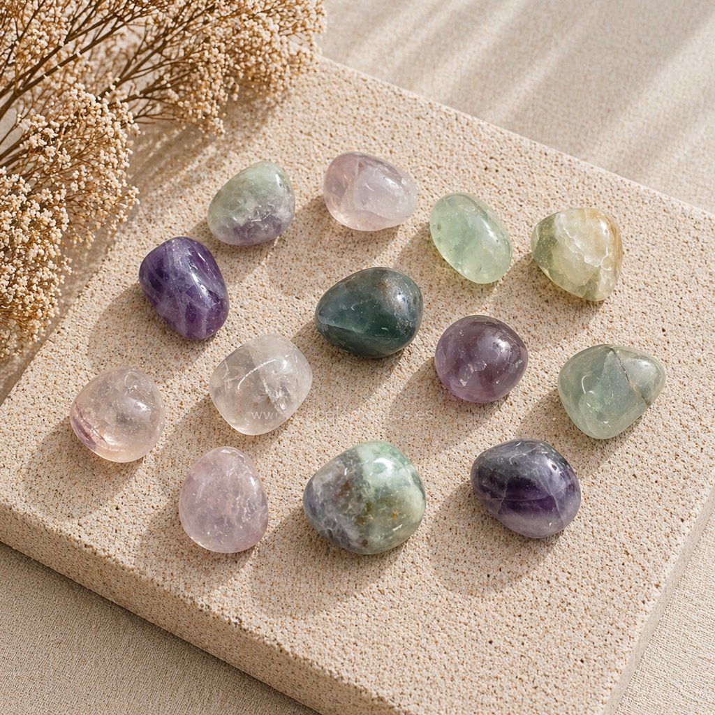 Mineral canto rodado de Fluorita natural