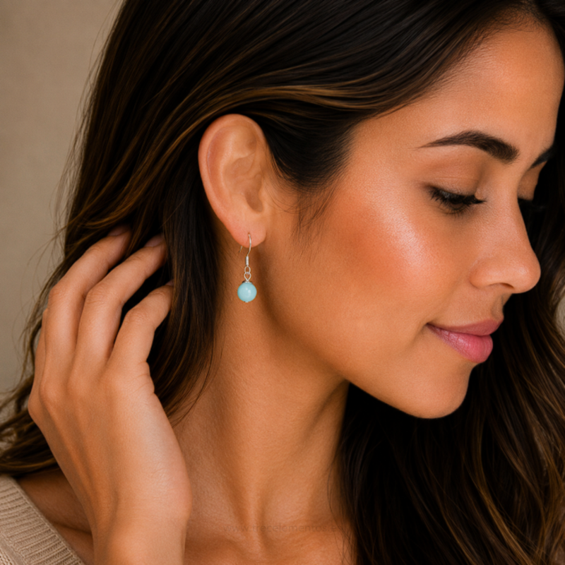 pendientes amazonita plata bola 8mm