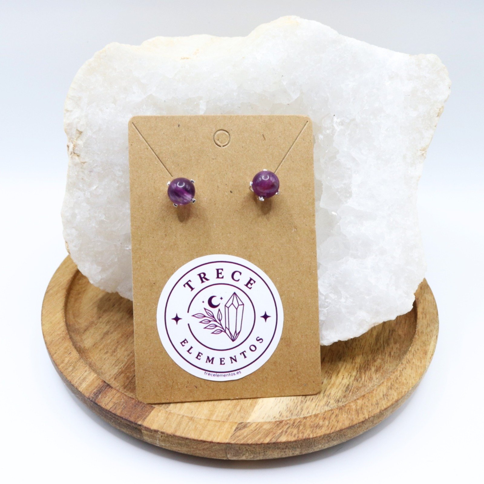 Pendientes de Fluorita natural en plata de ley