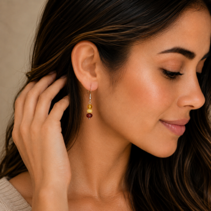 pendientes chip ambar en modelo