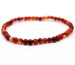 Pulsera de Cornalina natural con cuentas pulidas de 4 mm