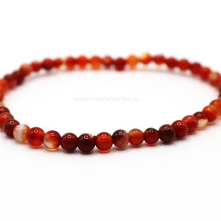 Pulsera de Cornalina natural con cuentas pulidas de 4 mm
