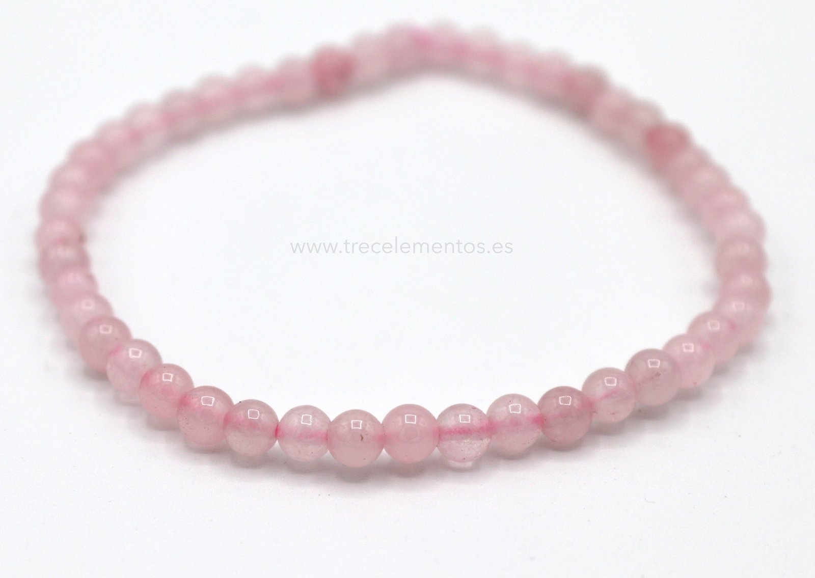 CUARZO ROSA GOMA Pulsera de Cuarzo Rosa natural con cuentas pulidas de 4 mm