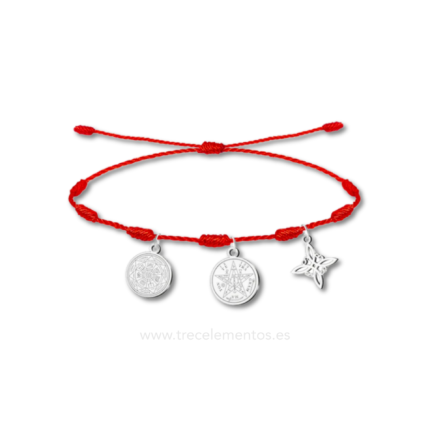 Pulsera roja protección total con símbolos espirituales