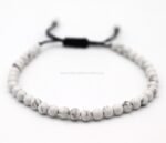 Pulsera ajustable de Howlita natural con cuentas de 4 mm