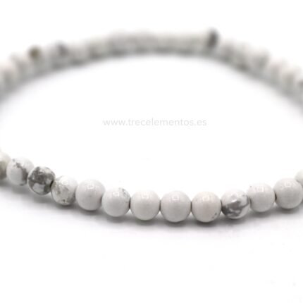 Pulsera de Howlita natural con cuentas pulidas de 4 mm