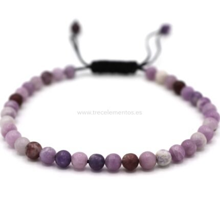 Pulsera de Jaspe Lila natural con cuentas pulidas de 4 mm