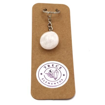 Llavero de Cuarzo Blanco natural para claridad y proteccion