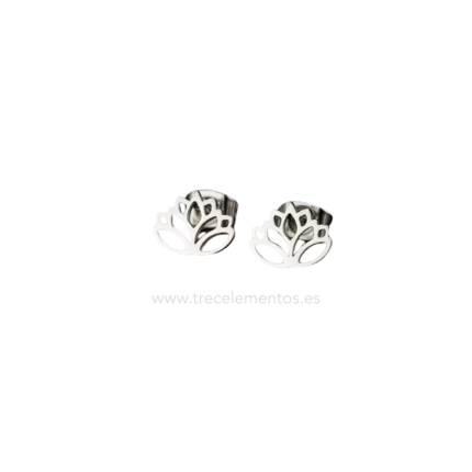 Pendientes Flor de Loto Acero inoxidable plateado