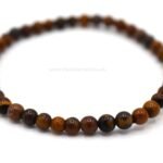Pulsera de Ojo de Tigre natural con cuentas pulidas de 4 mm