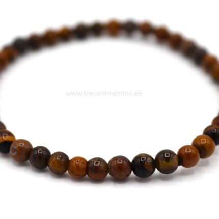 Pulsera de Ojo de Tigre natural con cuentas pulidas de 4 mm
