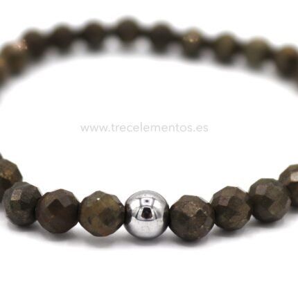 Pulsera de Pirita natural faceteada con cuentas de 6 mm
