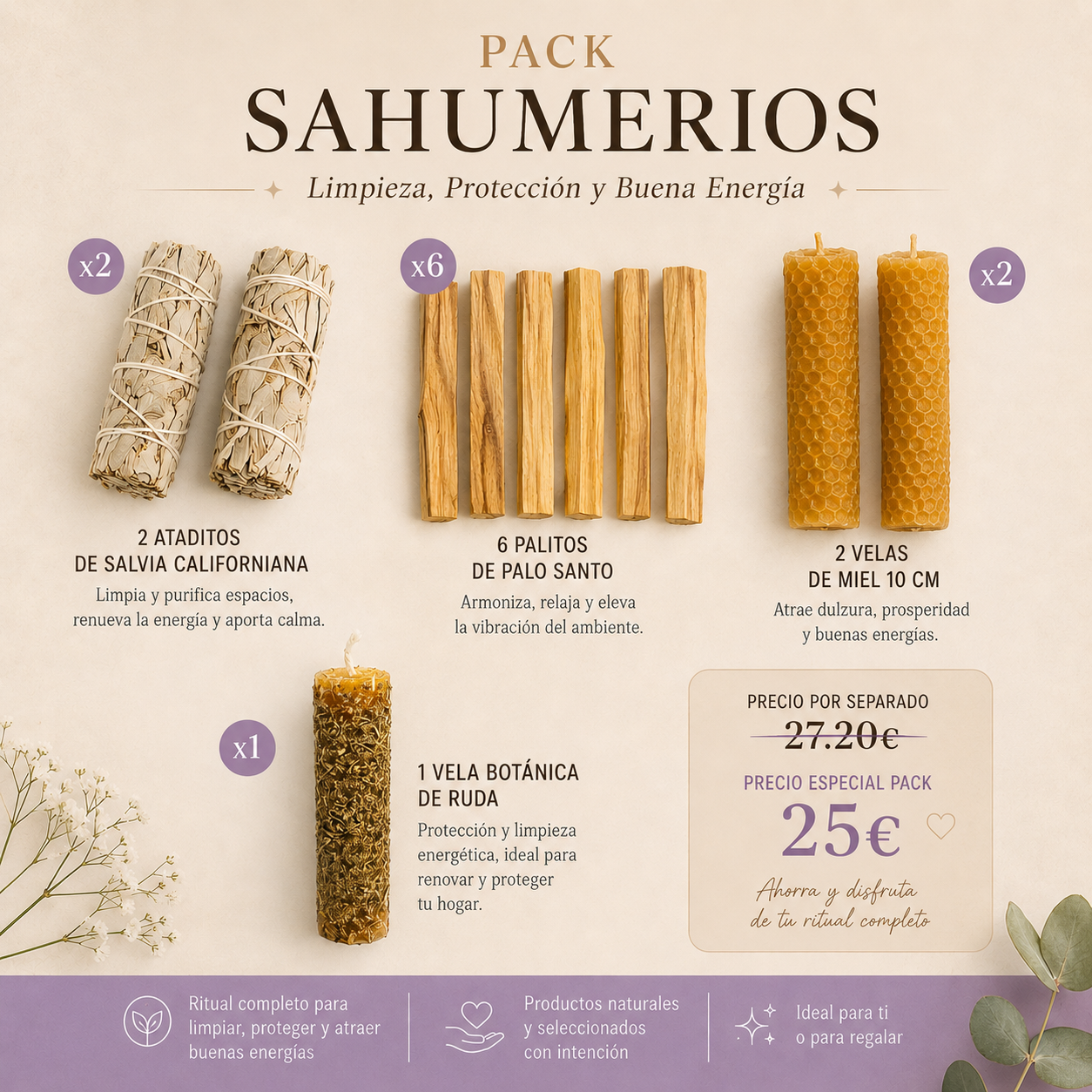 Pack Sahumerios Ritual de Limpieza y Protección Pack Sahumerios Ritual de Limpieza y Protección