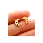 Pendientes minimalistas de luna y estrellas en acero inoxidable