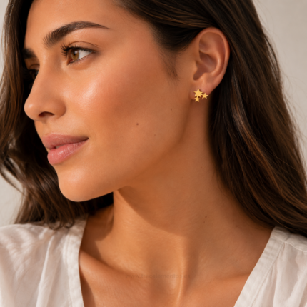pendientes acero dorado estrellas