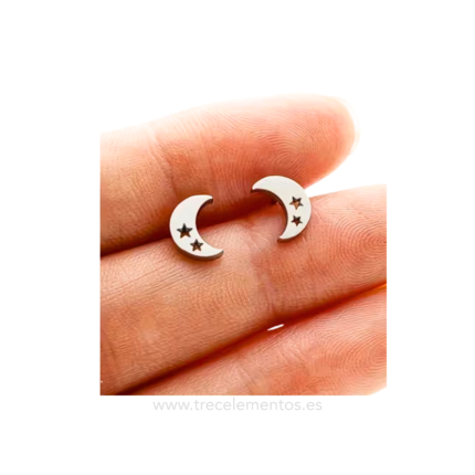 Pendientes acero luna y estrellas minimalistas