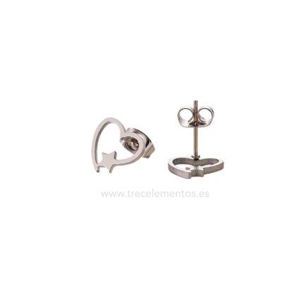 Pendientes Corazon y Estrellita Acero inoxidable