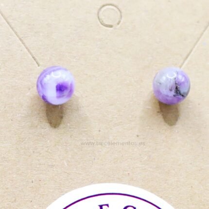 Pendientes bola de Amatista natural violeta