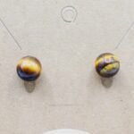 Pendientes Ojo de Tigre Acero con reflejos naturales dorados