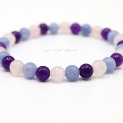 pulsera c.rosa cuarzo azu y amatista 6mm