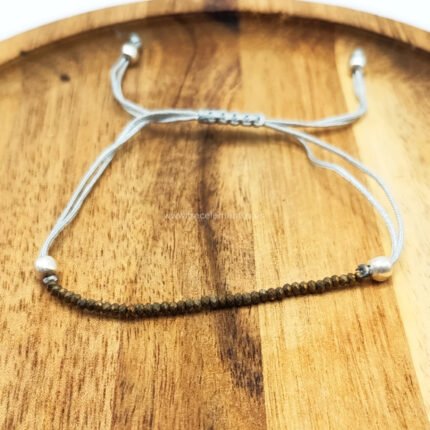 Pulsera ajustable de pirita facetada natural