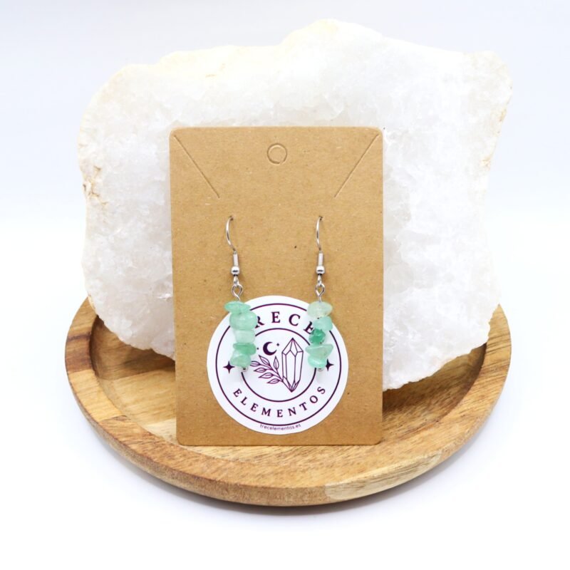 Pendientes de Aventurina Verde natural en acero inoxidable