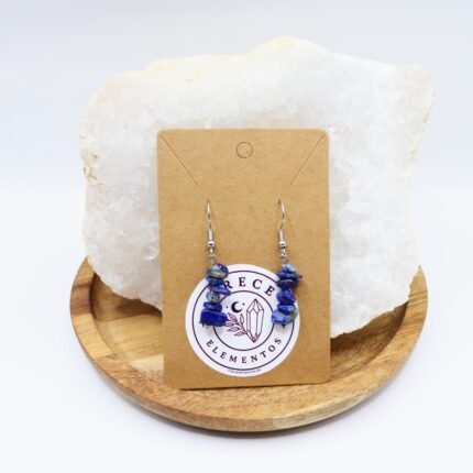 Pendientes chip de Lapislázuli natural en acero inoxidable