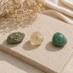 Kit minerales Ábrete con Pirita Citrino y Aventurina Verde