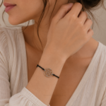 Pulsera ajustable con simbolo Flor de la Vida en acero inoxidable