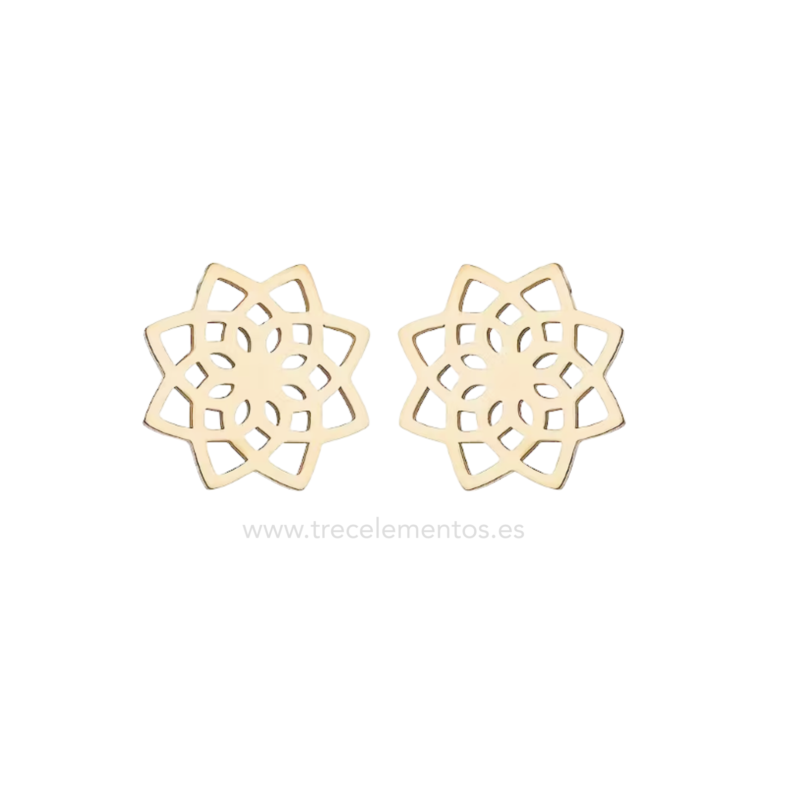 flor estelar2 Pendientes Flor Estelar Acero inoxidable dorados