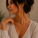 Collar de luna creciente en acero inoxidable dorado