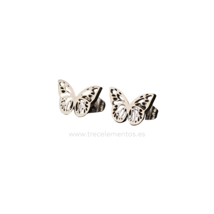 Pendientes de mariposa plateados