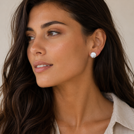 pendientes media esfera howlita