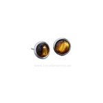 pendientes acero plateado ojo de tigre