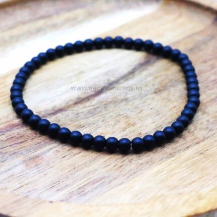 Pulsera de Onix natural con cuentas pulidas de 4 mm