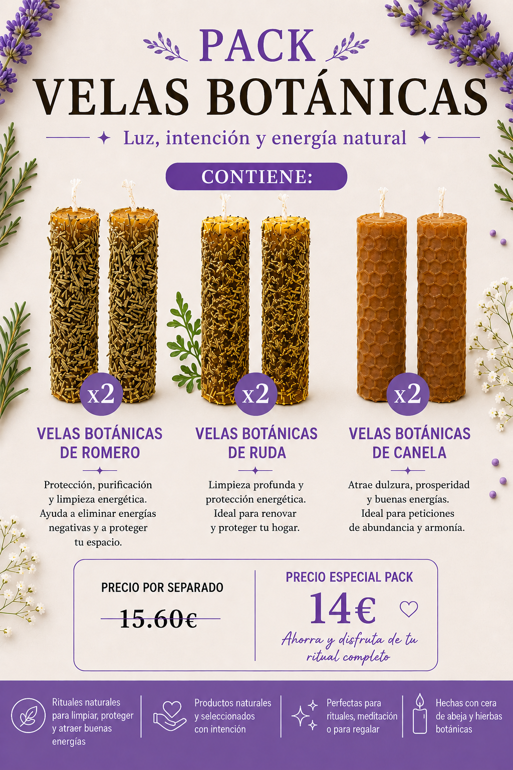 Pack Doble Velas Botánicas Pack Doble Velas Botánicas