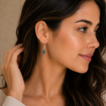 Pendientes de Labradorita natural montados en plata