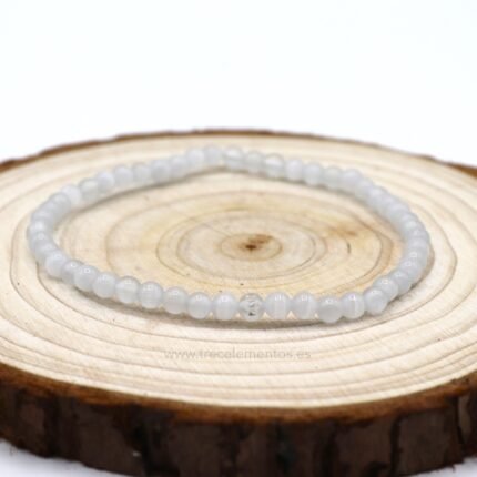 Pulsera de Selenita natural con cuentas pulidas de 4 mm