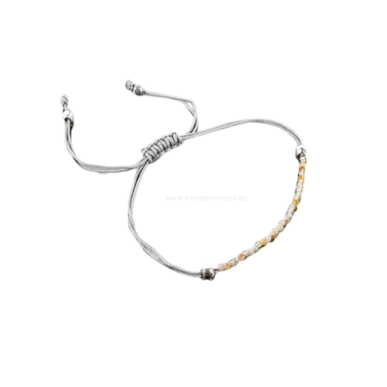 Pulsera ajustable de Cuarzo Rutilo facetado natural