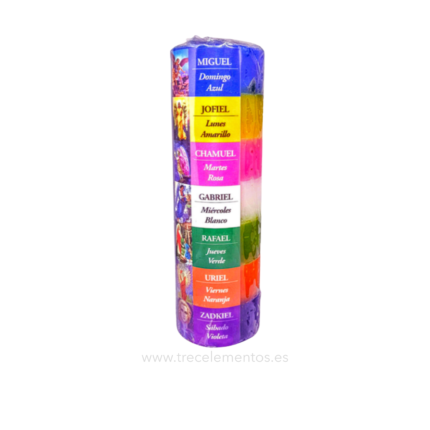 Velón 7 Arcángeles de colores para protección espiritual