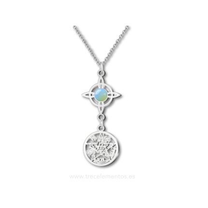 Colgante Doble Proteccion con Opalina y simbolos espirituales