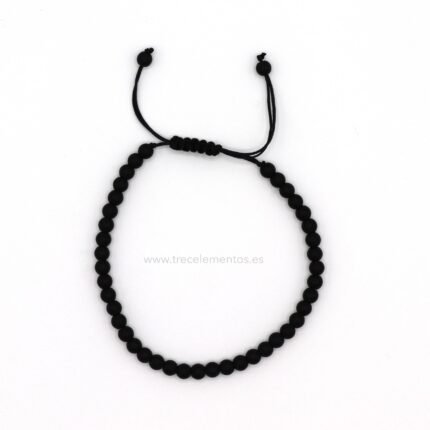 Pulsera de Onix negro natural con cordon ajustable