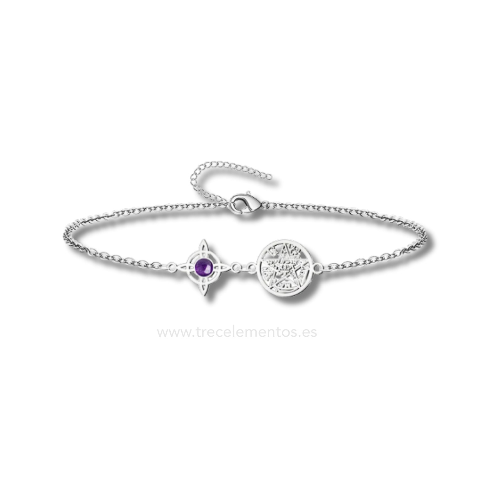 Pulsera Doble protección amatista PL Pulsera Doble Proteccion con Amatista y simbolos espirituales