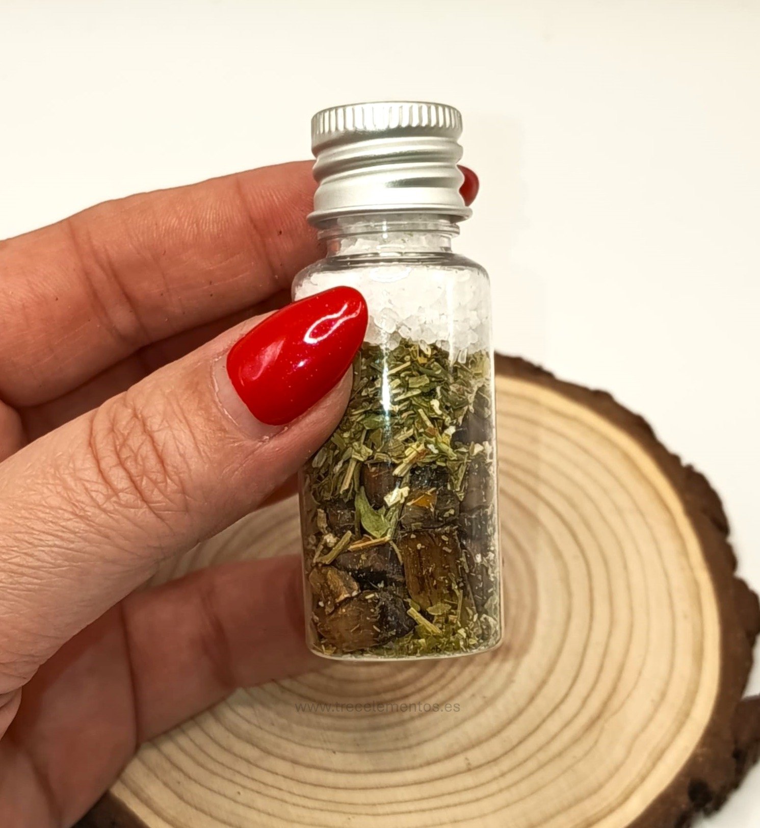 SAL +RUDA+OJO TIGRE Potecito artesanal para proteccion y limpieza energetica