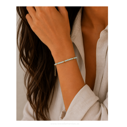 Pulsera de amazonita africana con acero inoxidable dorado