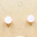 Pendientes bola de Cuarzo Rosa natural 8 mm